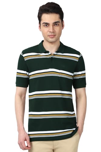 Image of Peter England Men's Cotton Breton Stripe Polo T-Shirt | Casual Wear | Modern Design