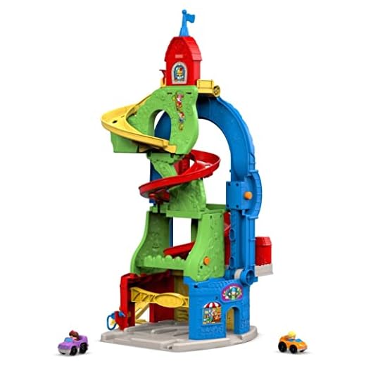 Fisher-Price Little People Toddler Race Track Playset Sit ‘N Stand Skyway, 34+ Inches Tall, 2 Toy Cars For Ages 18+ Months [Amazon Exclusive]