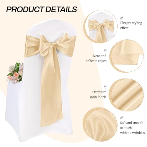 Pesonlook 50 Pcs Champagne Chair Sashes - Image 3
