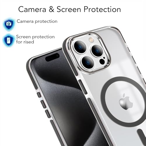 Image of MINTZZ ️ for iPhone 15 Pro Max Case, Compatible with MagSafe, Military-Grade Protection, Yellowing Resistant, Scratch-Resistant TPU Back, Magnetic Phone Case for iPhone 15 Pro Max, Clear Black