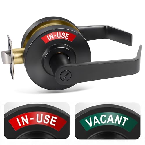 Onedaful Cuzofu Large Commercial Bathroom Door Handle, Occupied Door Handle for ANSI 2, Heavy Duty Vacant Occupied Bathroom Lock with Indicator for Privacy Office, Restaurant, Restroom (Matte Black)