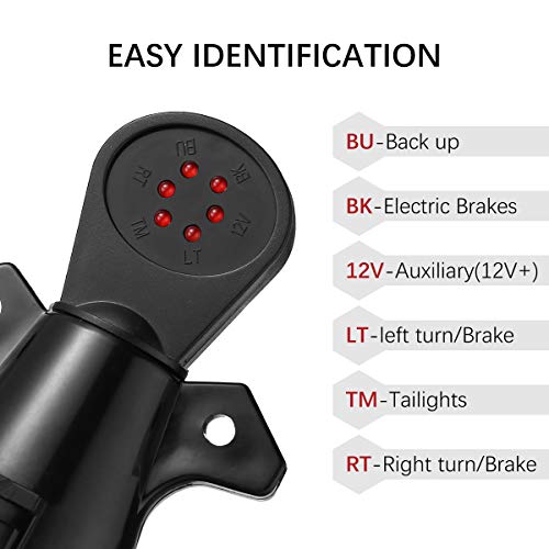Miady Trailer Wiring Tester, Heavy Duty 7 Pin RV Blade Connector