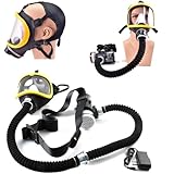 EWANYO Reusable Respirators Full Facepiece Cover Protection Electric Air Respirator PAPR Respirator System with 2 Breathing Hoses(1m length) and 1 Filter for Industry Use