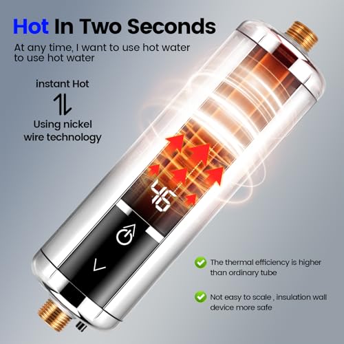 Durchlauferhitzer Elektrisch, 220 V 3500 W Mini-Durchlauferhitzer, Intelligenter Durchlauferhitzer mit Temperaturanzeige, Geeignet für Badezimmer, Küche