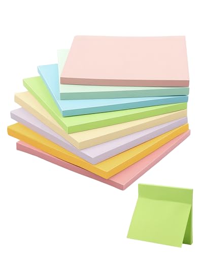 Acual Sticky Notes 400 Stück,76x76mm Farbige Haftnotizen 8 Blöcke,Selbstklebende Haftnotizen klebezettel,Pastell Klebezettel für Schule,Zuhause, Büro Erinnerung,Checkliste oder To-Do-Liste(8 Farben)