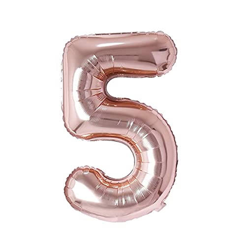 Image of Rozi Decoration Foil 32 inch Inch Rose Gold 5 Number Balloons Helium Supported For 5Th Birthday Decoration Items | 5Th Anniversary Decoration Items | 5 Number Balloon For Birthday Pack Of 2 Pcs