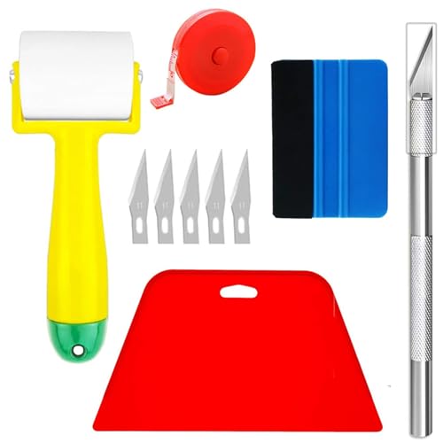 Wallpaper Paste, Wallpaper Kit 10Pcs Peel and Stick Wallpaper Tools Smoothing Wall Paper Kit Portable Professional Handheld Wallpaper Tool Kit
