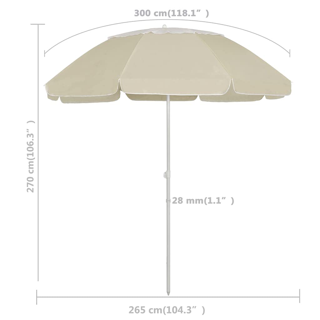 240 cm Niebieski i biały aluminiowy słup parasol plażowy Okrągły parasol ogrodowy z ochroną UV i składaną konstrukcją, trwałe materiały i regulowana wysokość