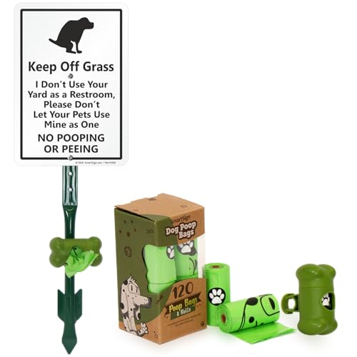 SmartSign Keep Off Grass Yard Sign with Clip-On Dispenser