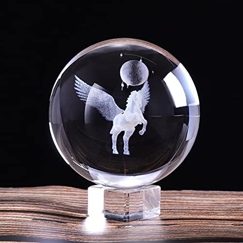 Boule de cristal miniature Pégase 3D sphère verre décoration 80mm