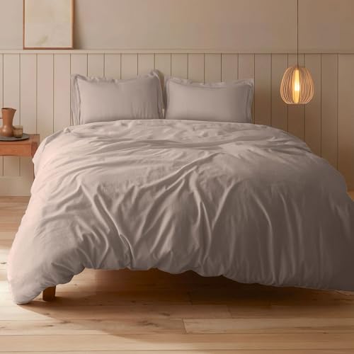 Image of SleepyCat Sateen Duvet Cover | 100% Cotton | 300TC Sateen Weave with Corner Ties & Zipper Closure | Oeko-TEX & AZO Free - Pabble (Double Size, 90x100 Inches)