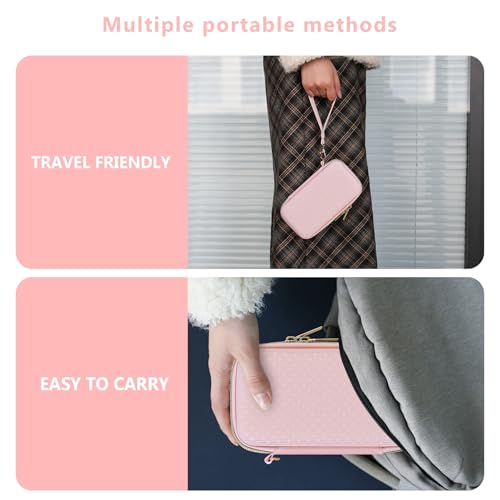 Image of Supmay Hard Carrying Case Compatible with Nintendo DS Lite NDSL, Gameboy Advance Games Storage Holder Travel Bag with Mesh Pocket for USB Charging Cable, Stylus, Earphones, Game Cartridge, Pink