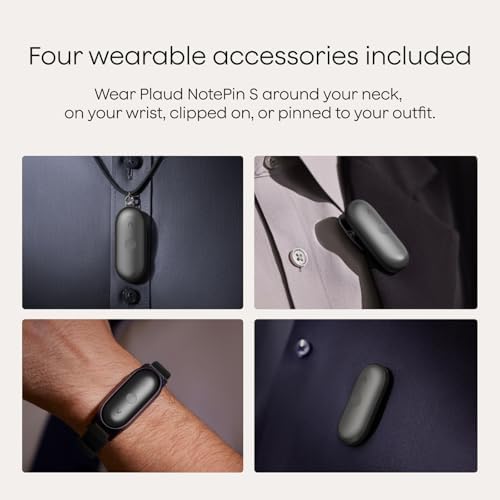 Plaud NotePin Voice Recorder, AI Voice Recorder, App Control, Wearable AI Notetaker, AI Transcribe & Summarize, Support 112 Languages, 64GB Memory, Audio Recorder for Lectures, Meetings, Black 2