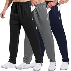 HUAKANG Lot de 3 Pantalon Jogging Homme Pantalon Survetement pour Homme Sport Training Sportswear avec Poches Zippées 3029-Black Light Gray Navy-XL