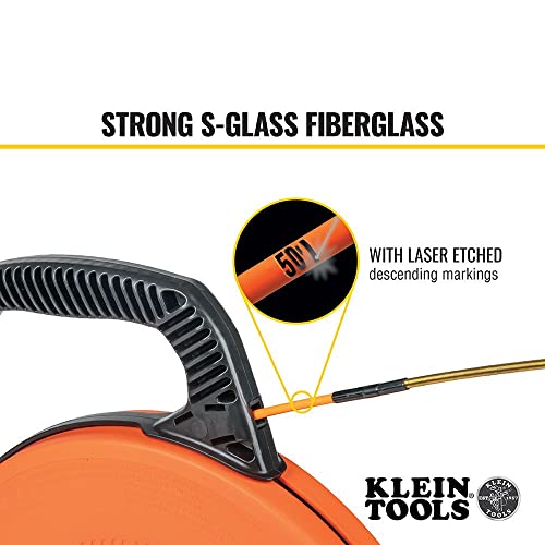 Klein Tools 56350 Non-Conductive Electrical Fish Tape, Fiberglass Wire Puller With Steel Leader, Optimized Housing / Handle, 50-Foot X 3/16-Inch #TOP4