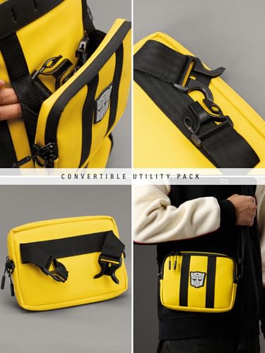 Image of The Souled Store Bumblebee: Tactical Autobot Backpacks | Premium Padded Laptop Bag with Multi-Utility Pockets | Transformers Edition Unisex Travel Rucksack for Men & Women - Stealth Yellow & Black
