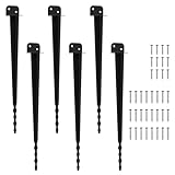 Aopunly 6er Set L-förmige Bodenhülse 70 cm mit gezähntem Ende, leicht einzuschlagen, Erdanker & Pfostenträger für Holz- & Metallpfosten, Stahl, für alle Gartenkonstruktionen