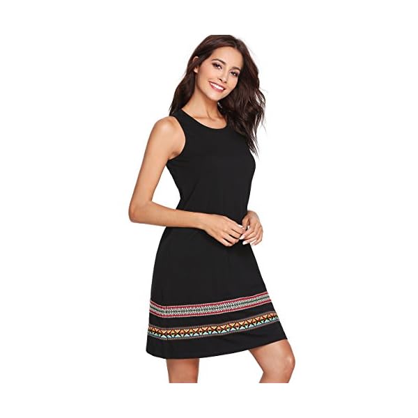 Romwe-Womens-Summer-Boho-Sleeveless-Embroidered-Hem-Loose-Casual-Tank-Dress ROMWE Women's Summer Boho Sleeveless Embroidered Hem Cotton Loose Casual Tank Dress Black L