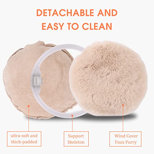 Yuoahcn Women Girls Ear Muffs Fashion Warm Plush Earmuffs Winter Foldable Ear Warmer Windproof Adjustable Earmuff (Khaki) #TOP4