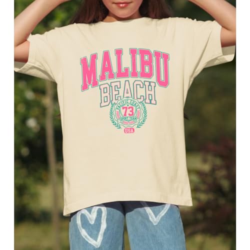 Image of Sulayesh Cute Letter Graphic Tees for Girls Preppy Aesthetic Shirts Oversized Trendy T Shirts Loose Casual Summer Tops