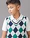 Hope & Henry Boys’ Organic Cotton V-Neck Argyle Sweater Vest – GOTS-Certified Knit Vest with Rib Trim, Pickleball Argyle, Large
