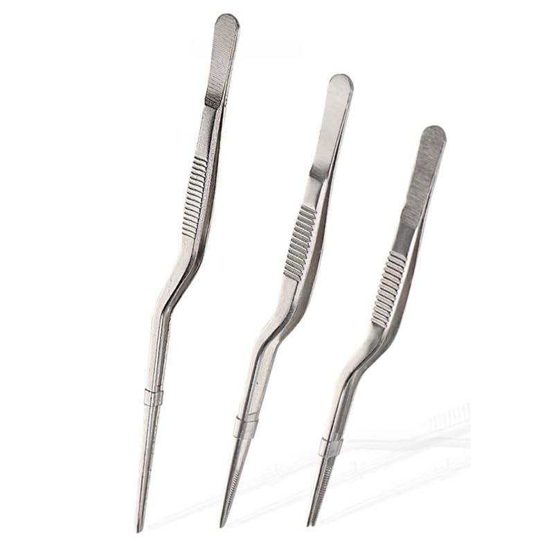 Curved Serrated Stainless Steel Tweezers for Tissue Culture and Hydroponics - Laboratory Precision Tools(20cm)