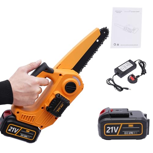 Mini Chainsaw,Brushless Motor Cordless Chainsaw with 21V 4000mAh Rechargeable Battery and Charger,Handheld Protable Light Weight Battery Chainsaw Electric for Tree Wood Branch Cutting Tree Trimming