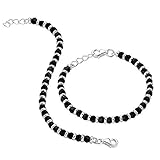 Kukshya Traditional Silver & Black Beads Baby Nazariya in Pure 92.5% Pure Sterling Silver - One Pair