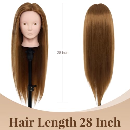 Neverland Beauty Mannequin Head with 80% Real Human Hair - 28 Inch Makeup Cosmetology Hairdressing Training Head Practice Doll Head Manikin Styling Head Braiding Mannequin Head #27 - Thumbnail 5