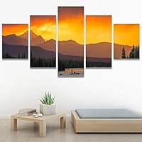 SIGNWIN 5 Panel Canvas Wall Art Reflected Sunset for Home Decorations Ready to Hang - 60