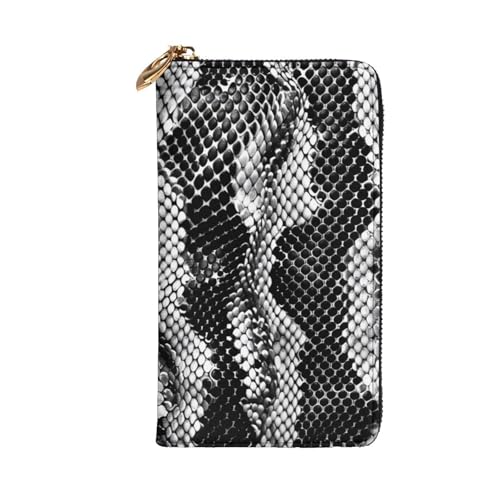 Black White Snake Skin Printed Long Wallet for Women Men Cute PU Leather Wallet with Coin Purse and Credit Card Holder2