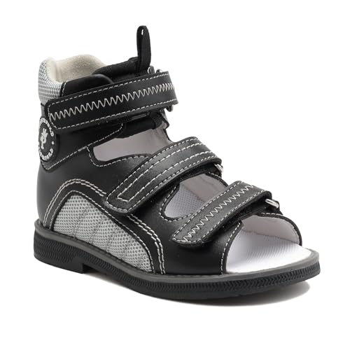 Orthopedic Sandals for Toddlers with Arch and Ankle Support,Kids High Back Black Shoes