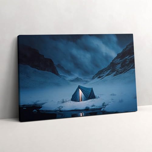 Tableau photo sur toile 60x40cm tente en Islande pour decoration murale
