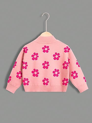 WDIRARA Girl's Floral Printed Button Front V Neck Long Sleeve Casual Cardigan Sweaters2