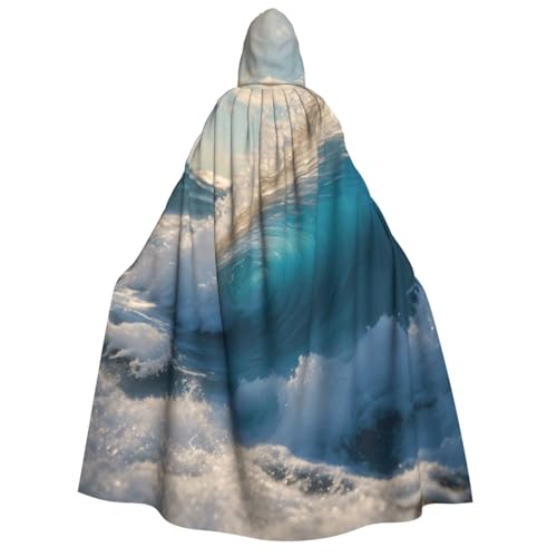 Cape à capuche motif océan 190 cm fluide et légère pour vos soirées cosplay