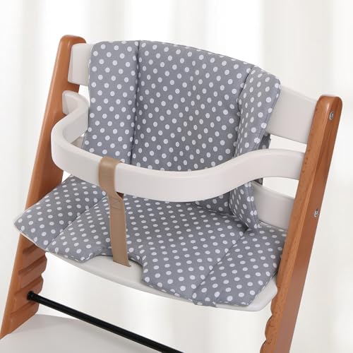 GOEDCH 24x23x4cm Réducteur de siège de Chaise Haute: Petit Coussin de siège bébé à Pois Gris, en Coton, Doux et Confortable, pour Chaise Haute et Chaise...