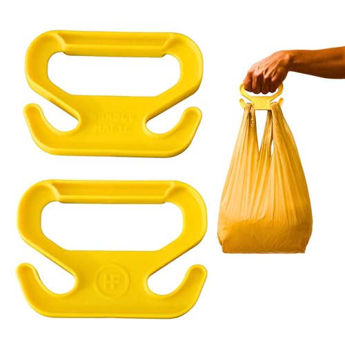 Handle Magic (2 Units) Bag Carriers | Ergonomic Grip and Bag Holder | Pocket Size | Lightweight & Comfortable for Shopping & Travel - Made in USA (Yellow)