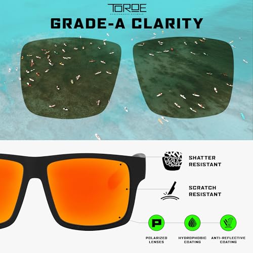 Image of TOROE Eyewear Matte Black RANGE XL Frame Sunglasses Light Weight TR90 Frame, Polarized Polycarbonate Lens