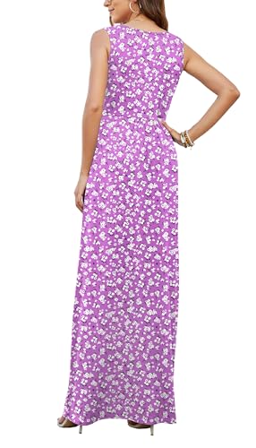 Image of AUSELILY Maxi Dresses for Women Summer Casual Sleeveless V Neck Wrap Dress | Sleeveless Long maxi dress with wrap V neck & side pockets, for formal cocktail, beach & casual daily wear
