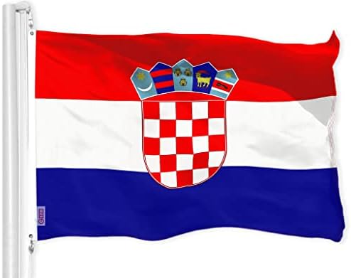 G128 Croatia Croatian Flag 3x5 ft Printed Brass Grommets 150D Quality Polyester Flag Indoor/Outdoor - Much Thicker More Durable Than 100D 75D Polyester