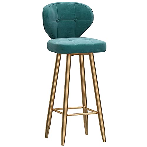 Chaise de salle à manger à tabouret haut velours vert pour îlot de cuisine