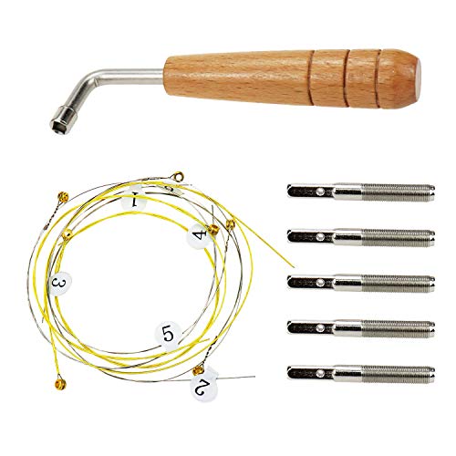 Farboat 7Pcs Lyre Harp String, 7Pcs Tuning Pins, Tuning Wrench, Instrument Tools Kit For Lyre Harp Harpsichord Dulcimer Zither Stringed Instrument #TOP19