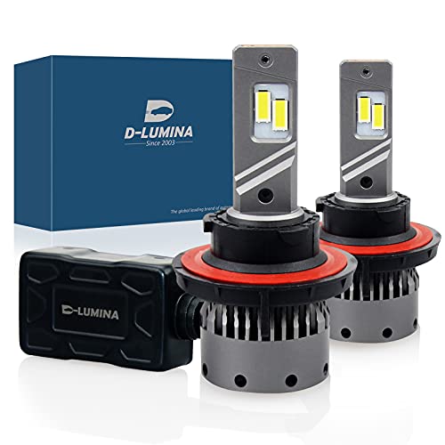 D-Lumina H13 9008 LED Headlight Bulbs, 16000 Lumens 400% Brightness 6000K Xenon White High Low Beam for Dodge Ram 1500 2500 3500 2006-2012, Wrangler JK JL 2007-UP, Fo-rd F150 F250 F350 Flex and more