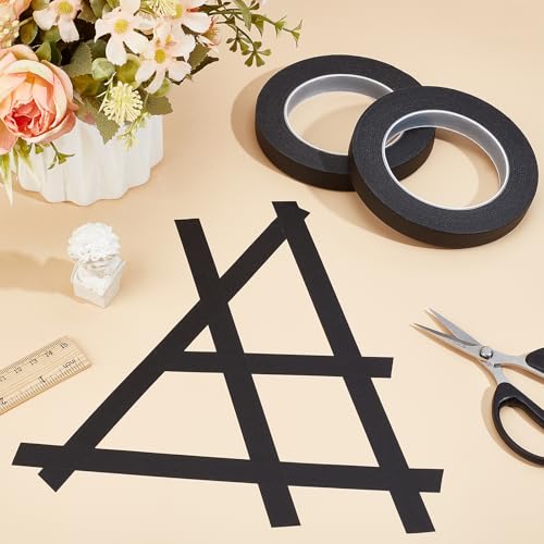 Image of NICENEEDED 2 Rolls Black Painters Tape, 0.6 Inch Wide No Residue Masking Tapes Artist Drafting Tapes, Adhesive Paint Tape for Painting Labeling DIY Crafting Home Decoration Projects