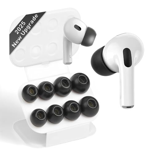 Vsagier Memory Foam Replacement Ear Tips for AirPods Pro 1 & 2 Gen Ultra Soft Noise Cancelling Earbud Tips Secure Non-Slip Fit Pain-Free Listening Black Multi-Size Pack (XS/S/M/L)