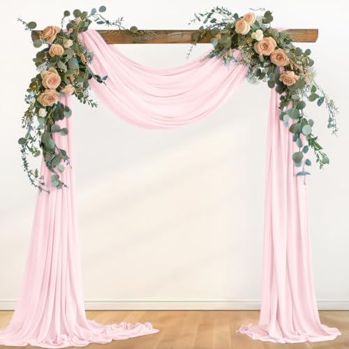 Image of Blush Pink Wedding Glitter Arch Draping Fabric 29 inch x 6.5 Yards 3 Panels Sheer Backdrop Curtains Drapery for Summer Wedding Ceremony Birthday Party Indoor Ceiling Decor