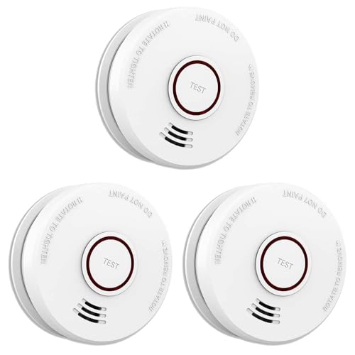 LSHOME Smoke Detector Fire Alarms 9V Battery Operated Photoelectric Sensor Smoke Alarms Easy to Install with Light Sound Warning, Test Button,9V Battery Included Fire Safety for Home (3)