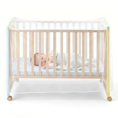 Zanzariera Culla Neonato Universale, Zanzariera Lettino Neonato 135x60x90cm, Rete Anti Insetti Traspirante per Culla, Lettino da Campeggio, e Box Gioco, Bianca