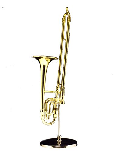 Gold Trombone Case Stand Miniature Musical Instrument