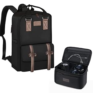 Cwatcun Camera Backpack Bag fit 15.6″ Laptop with Detachable Insert Portable Camera Case for Canon Nikon Sony Waterproof DSLR SLR Mirrorless Photography Bag with Tripod Straps, Black